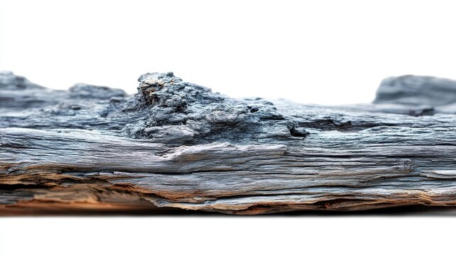 Close-up of weathered driftwood with intricate textures and details.