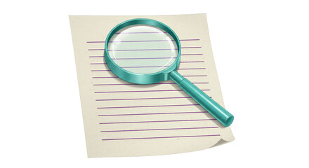 Isolated Magnifying Glass on Lined Paper