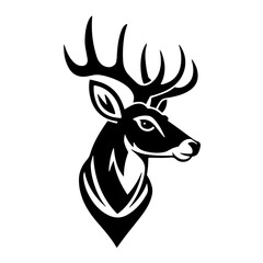 Naklejka premium Stylized Deer Head Logo with Striking Antlers