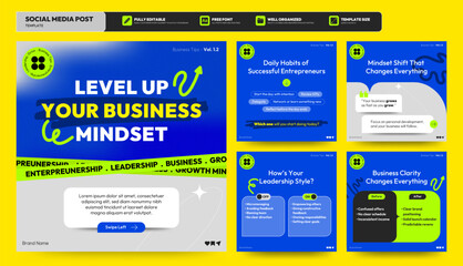 Social media carousel post template. Business Instagram and facebook square post template. Instagram tips post collection tutorial, tip, trick, quick tips, layout template design, modern, gradient