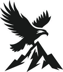 Mountain with eagle vector silhouette