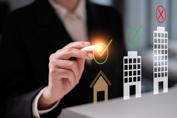 Choosing home over versus condominium comparison building real estate property home buy or rent ownership concept