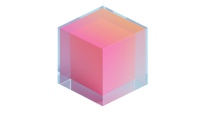 Isolated Transparent Pink Cube - Powered by Adobe