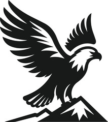 Mountain with eagle vector silhouette