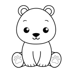 Sweet Bear Coloring Page Vector - Adorable Forest Animal for Kids
