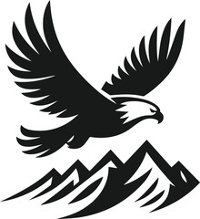 Obraz premium Mountain with eagle vector silhouette
