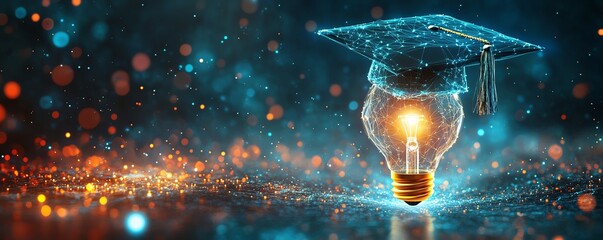 Light bulb and graduation cap symbolizing innovation in education