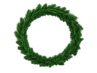 Green Christmas Wreath Illustration On Transparent Isolated Background