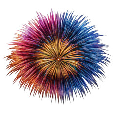 Obraz premium A colorful firework with a yellow center and blue and red petals