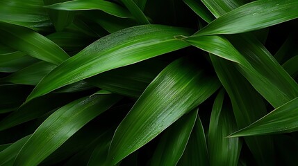 Obraz premium Lush Green Tropical Leaves Texture Background.