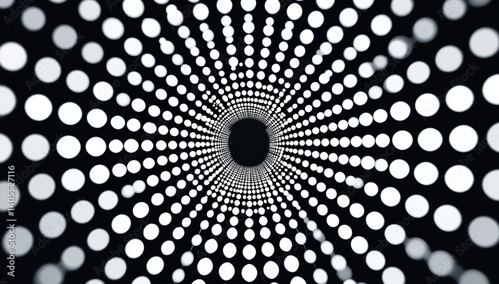 Poster dynamic tunnel of dots abstract digital art virtual environment motion perspective visual depth expl