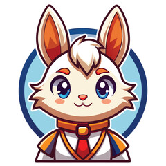 Cute, stylized rabbit mascot in formal attire