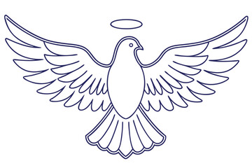 Elegant Dove With Halo Outline Icon Symbol Peace And Spirituality Concept