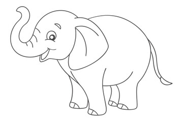 Cute Cartoon Elephant Outline Illustration For Coloring Books And Educational Resources