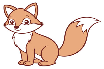 Cute Cartoon Fox Sitting Down With A Fluffy Tail Illustration