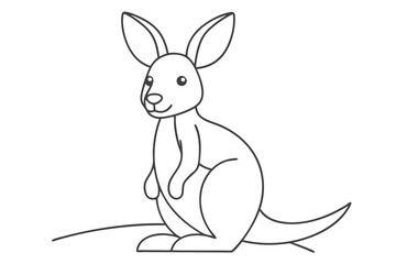 Simple Kangaroo Outline Illustration Cute Animal Design For Kids Coloring Book