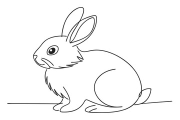 Elegant Line Art Of A Fluffy Bunny Easter Illustration For Coloring Pages