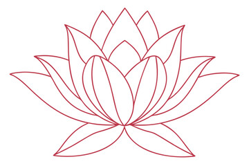 Red Lotus Flower Outline Illustration With Elegant And Minimalist Design