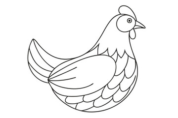 Simple Chicken Line Art Illustration For Coloring Books And Graphic Design Projects