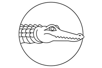 Alligator Head Silhouette Simple Linear Vector Design Isolated In White Background