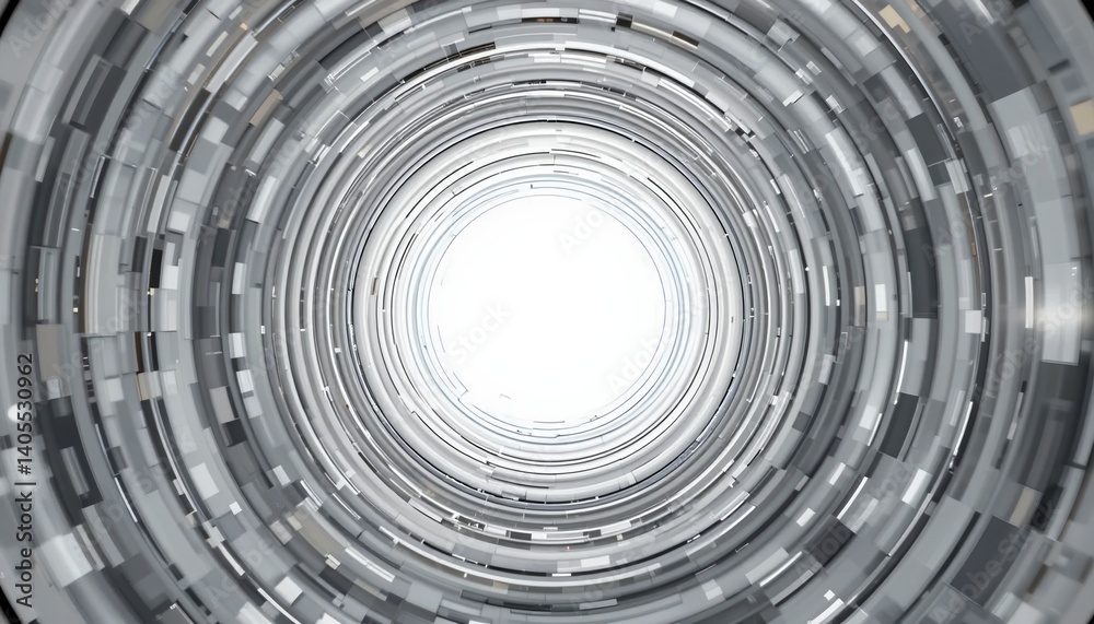 Poster exploring unique patterns in abstract digital tunnel art virtual environment high-resolution visual 