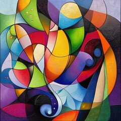 Abstract vibrant shapes, dynamic color blend