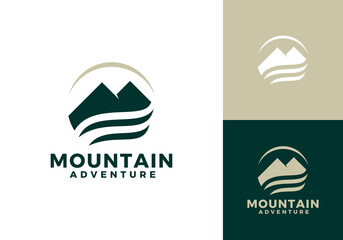 abstract mountain and sea wave logo vector design	
