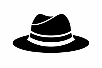 fedora hat with band silhouette vector illustration
