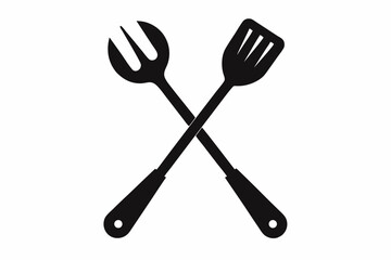 salad tongs pair silhouette vector illustration