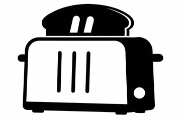 toaster with bread silhouette vector illustration