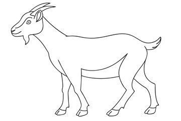 Minimalist Goat Illustration Line Art Simple Outline Drawing Farm Animal Black And White