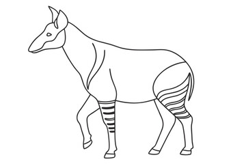Okapi Outline Illustration Stripped Legged Animal Congo Wildlife Design Vector Art