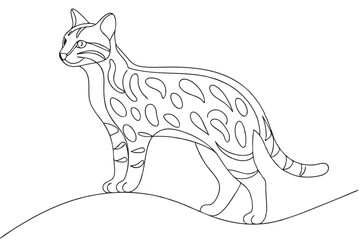 Minimalist Bengal Cat Line Art Vector Illustration For Graphic Design