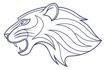 Vector Illustration Of A Roaring Lion Head With Dynamic Outline Style