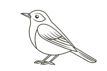 Minimalistic Line Art Illustration Of A Bird Perched In Side View
