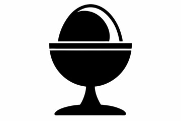 Obraz premium egg in egg cup silhouette vector black and white with white