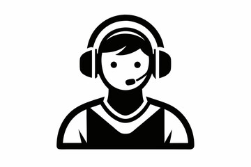 gamer with headset design silhouette vector illustration