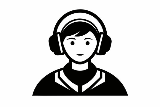 recommend clip art: gamer with headset design silhouette vector illustration