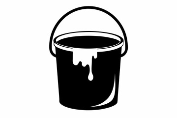 paint bucket with drip silhouette vector black and white © mstsokera