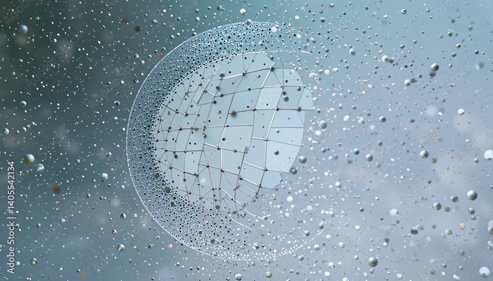 Fototapete dynamic particle simulation in a digital environment abstract representation of connectivity futuris
