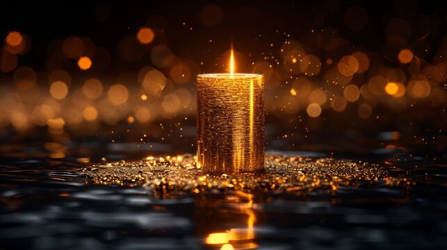 Single 3D Candlestick in Luxurious Gold A highly detailed 3D render of a single candlestick trading pattern in rich gold - Powered by Adobe