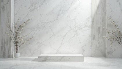 Elegant marble background display with minimalist design indoor setting visual content bright lighting contemporary aesthetic for interior design