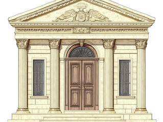Illustration Of A Classical Temple With Columns and a Transparent Background