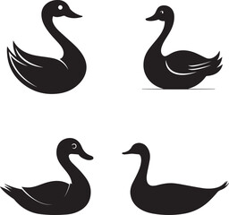 Set of Ducks silhouette vector