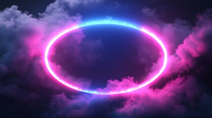 Neon ring in clouds