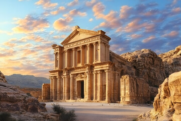Obraz premium Majestic Ancient Monument: Witness to History's Grandeur and Cultural Heritage Under Warm Sunset