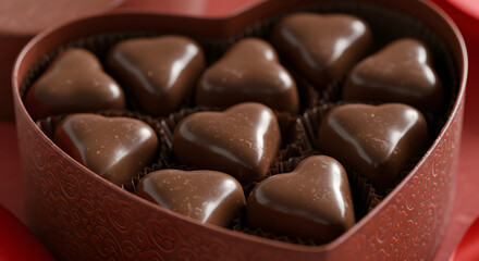 Heart-Shaped Chocolate Box: Rich Brown Delights in Romantic Setting