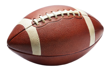 Premium brown American football with distinctive laces highlighted against a Transparent Background, ideal for sports themes