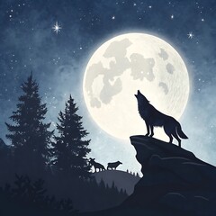 wolf howling at the moon