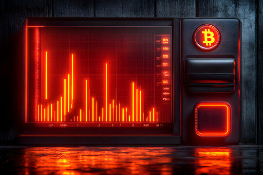 Retro Bitcoin Data Display On Dark Wall